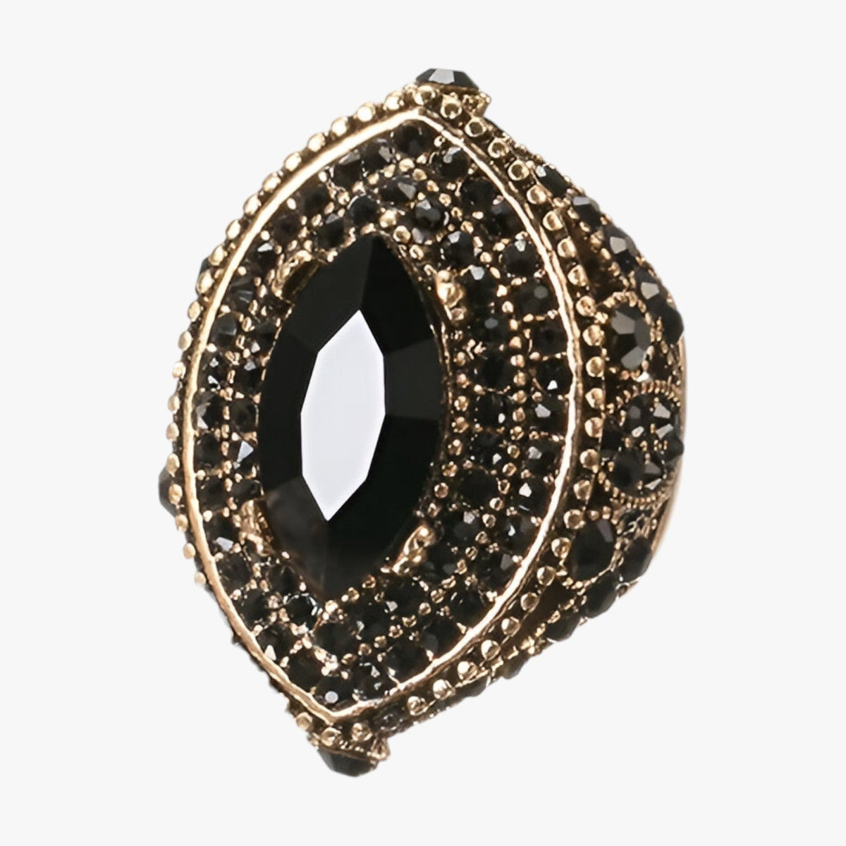 Boho Vintage Ring with Large Crystal Stone