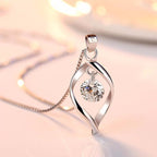 Silver-Tone Zirconia Crystal Pendant Necklace