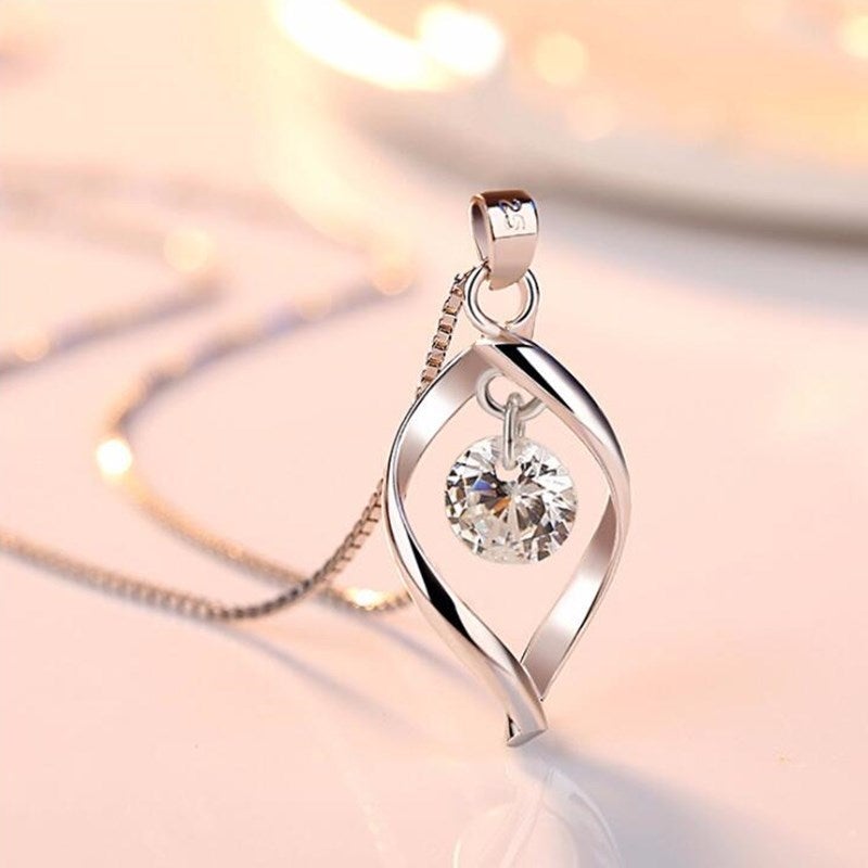 Silver-Tone Zirconia Crystal Pendant Necklace