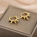 Stainless Steel Spike Hoop Earrings