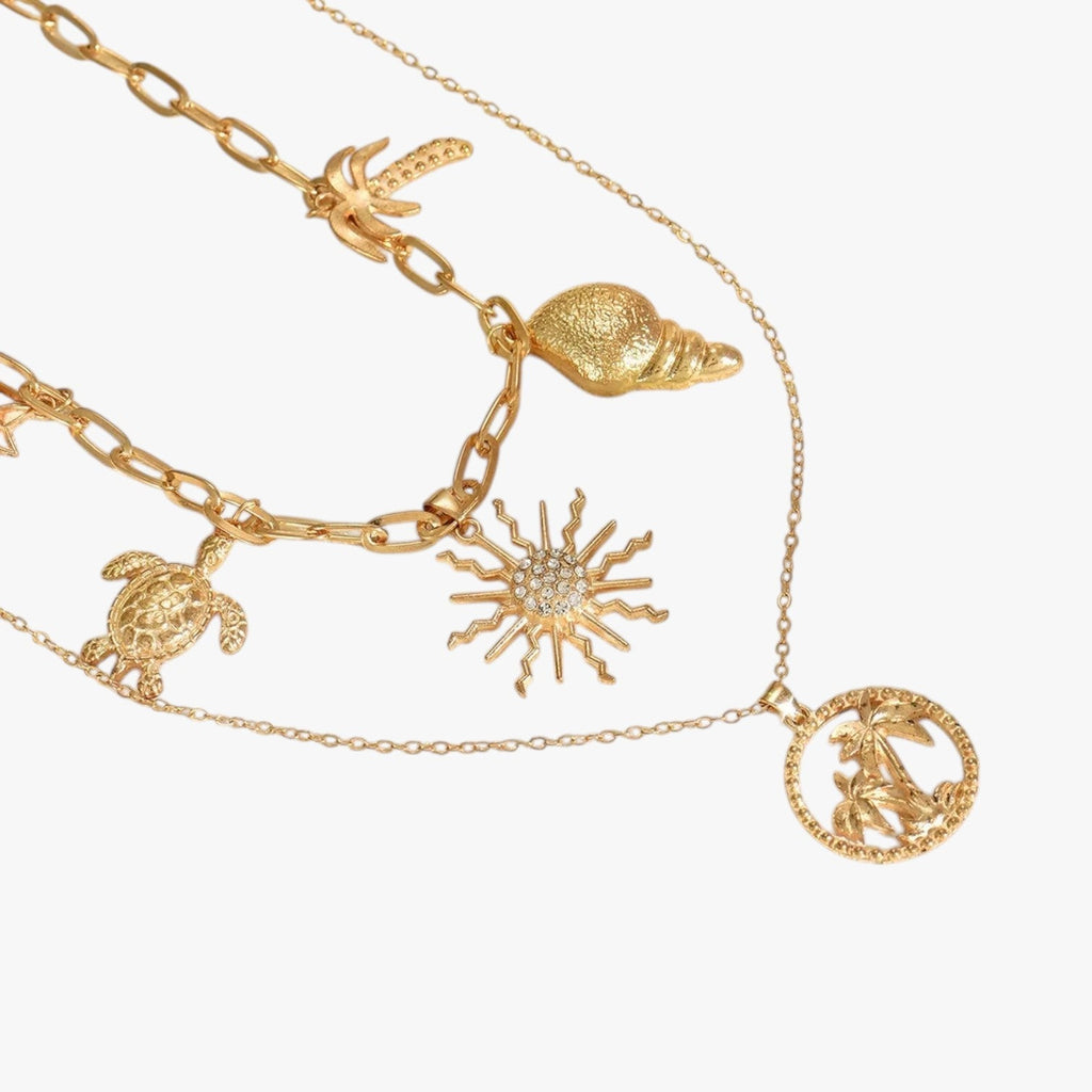 Ketting met schildpad- en zeesterbedel, fijne schakel