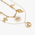 Ketting met schildpad- en zeesterbedel, fijne schakel