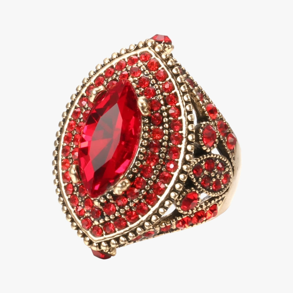 Boho Vintage Ring with Large Crystal Stone