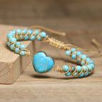 Adjustable Vintage Boho Beaded Heart Charm Bracelet