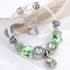 Sterling Silver Bracelet with Green Crystal