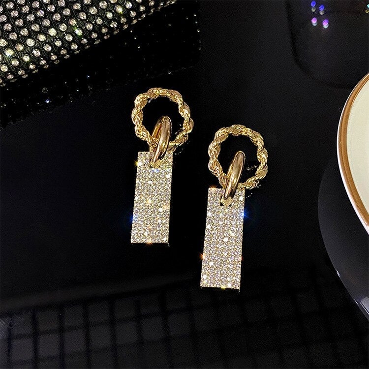 Zirconia and Rhinestone Earrings in Sterling Silver