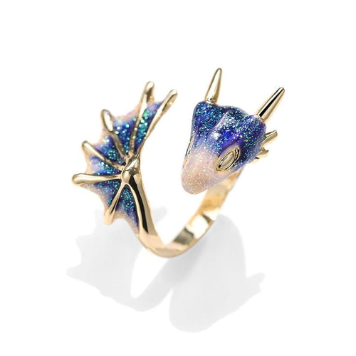Adjustable Hand-Painted Enamel Dragon Ring