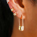 Curved Clip Earrings in Three Tones