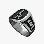 Silver-Tone Signet Ring with Engraved Emblem