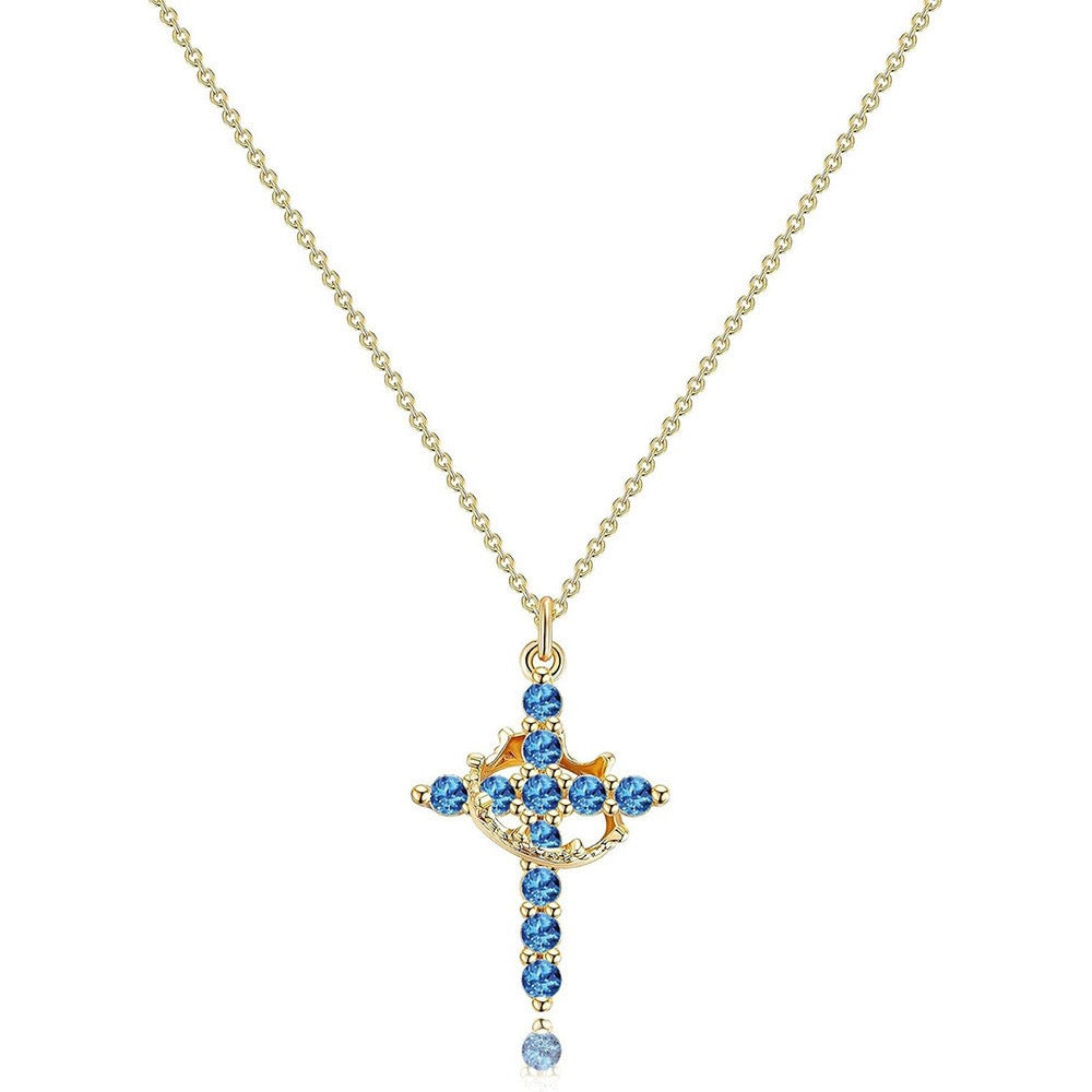 Cross and Crown Necklace in Many Finishes