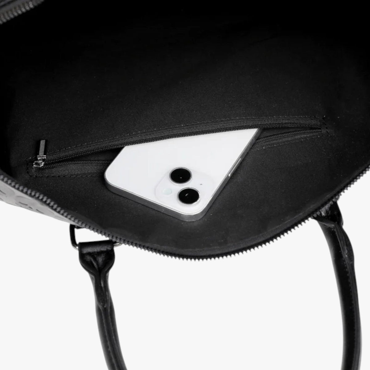 Maxi Black Travel Bag with Embossed Skull Print