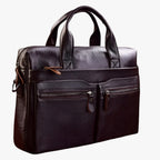 Men's Genuine Ox Leather Laptop Briefcase Shoulder Bag