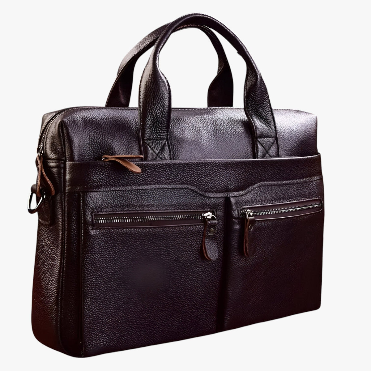 Men's Genuine Ox Leather Laptop Briefcase Shoulder Bag