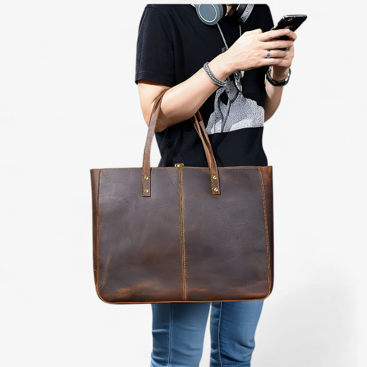 Women's Large-Capacity Vintage Leather Tote Bag