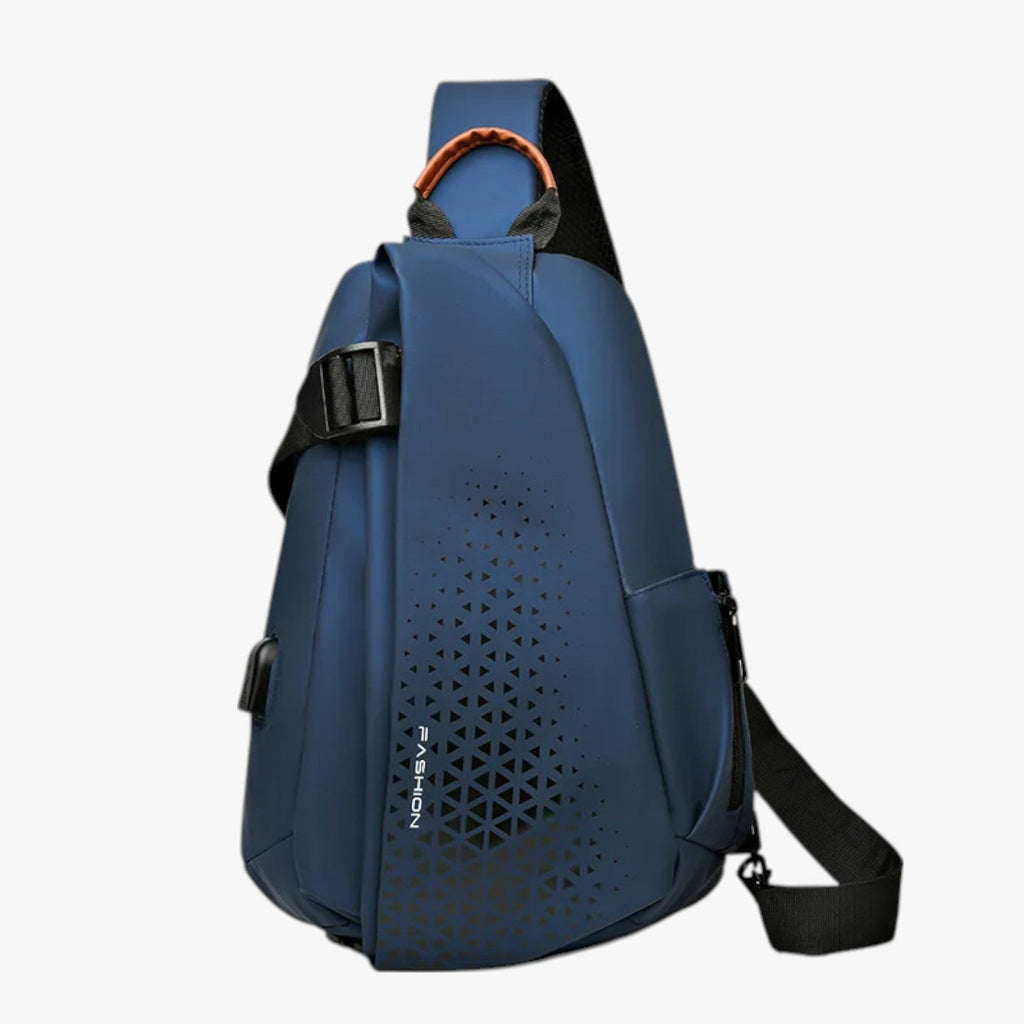 Water-Repellent Sling Shoulder Bag with External USB Port