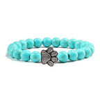 Paw Charm Bracelet with Stone Beads in Many Colours