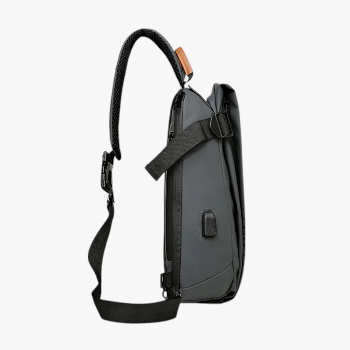Water-Repellent Sling Shoulder Bag with External USB Port