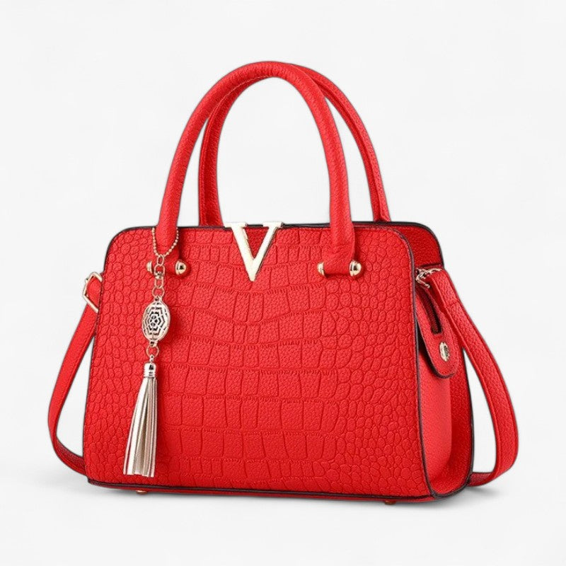 90s-Inspired Faux Leather Croc-Print Shoulder Bag