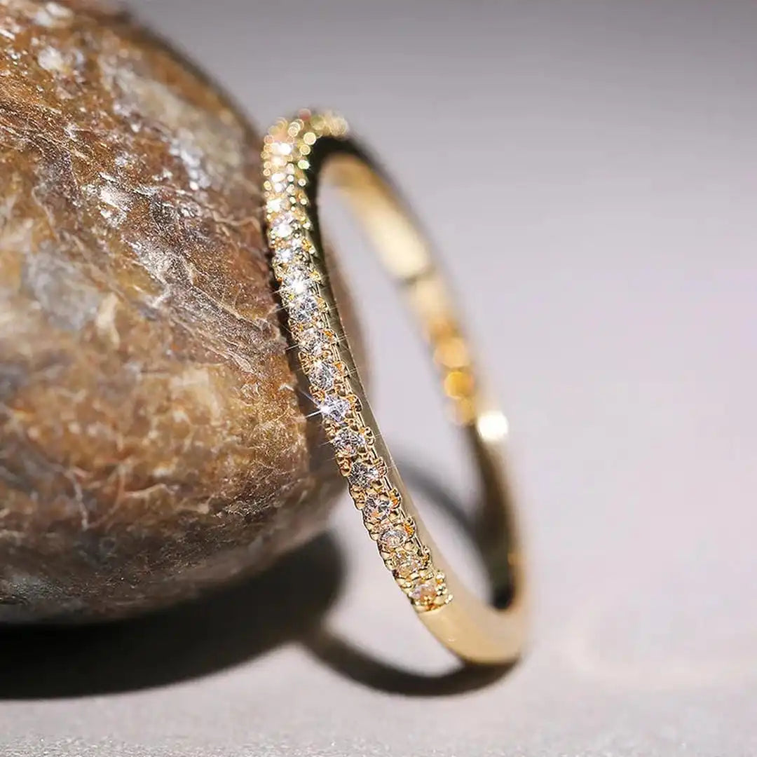Minimalist Zirconia Ring in Three Metal Tones
