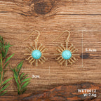 Western Boho Sun Turquoise Drop Earrings