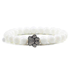 Paw Charm Bracelet with Stone Beads in Many Colours