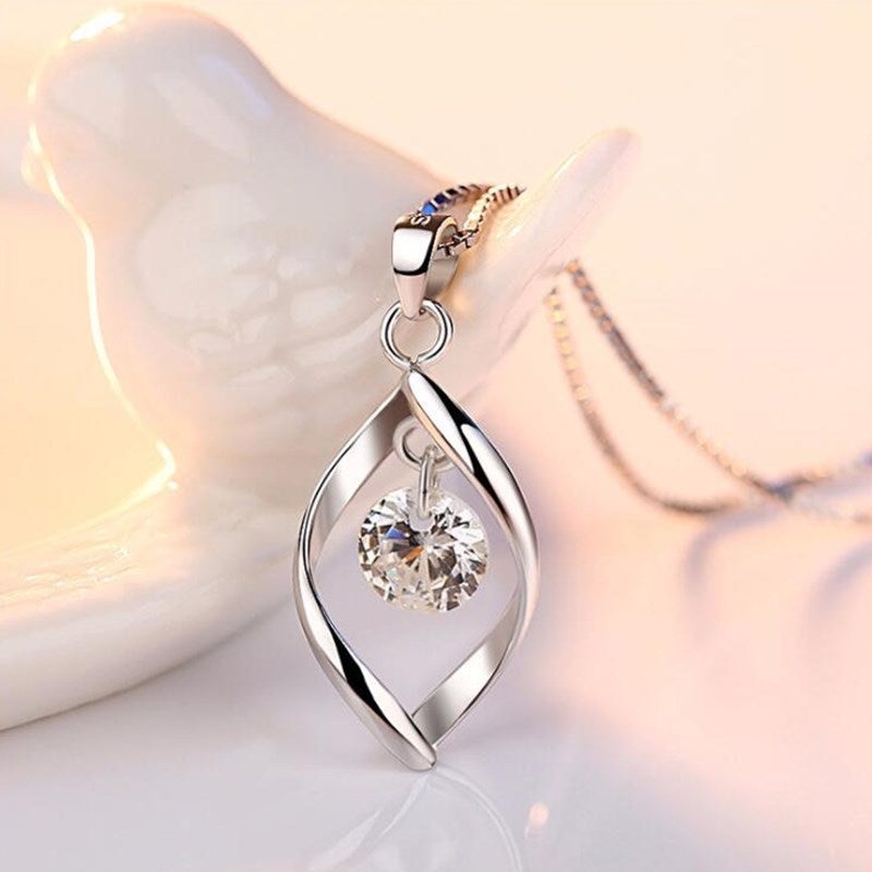 Silver-Tone Zirconia Crystal Pendant Necklace