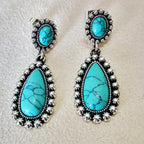 Vintage-Style Silver-Tone Turquoise Dangle Earrings