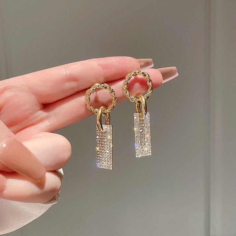 Zirconia and Rhinestone Earrings in Sterling Silver