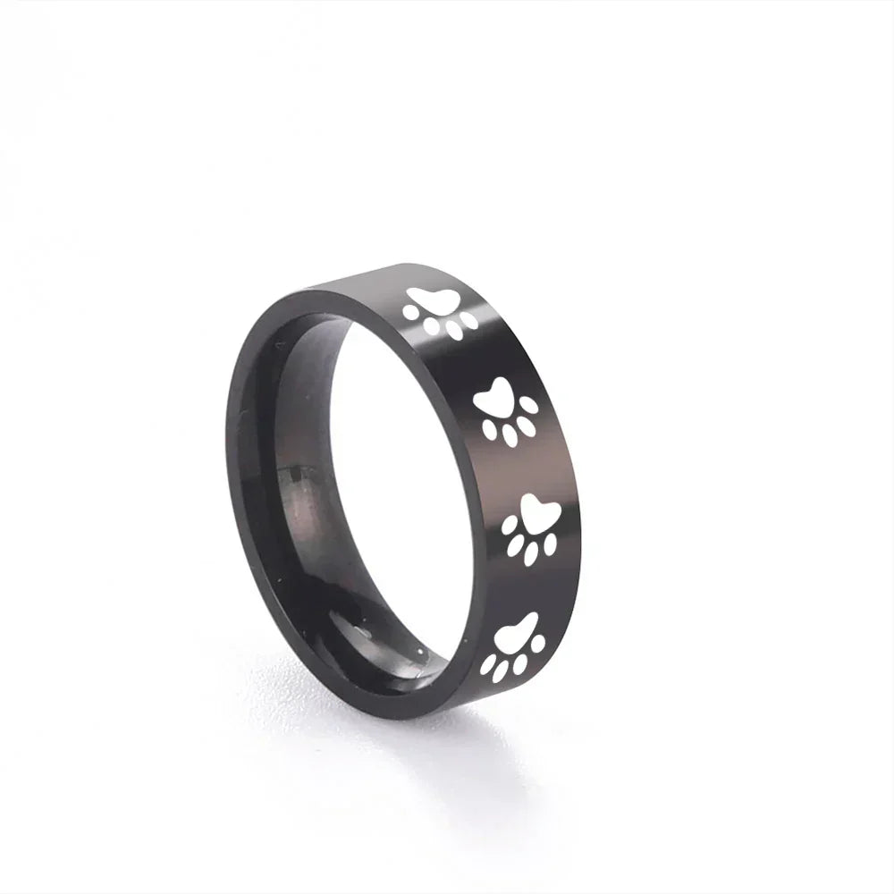 Handcrafted Stainless Steel Paw Print Ring