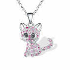 Zilverkleurige kittenketting met gekleurde zirkonia