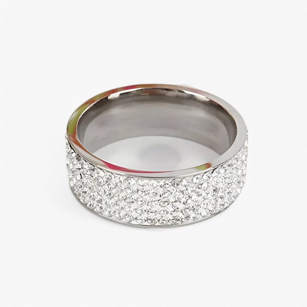 Stainless Steel Ring with Crystal Stone