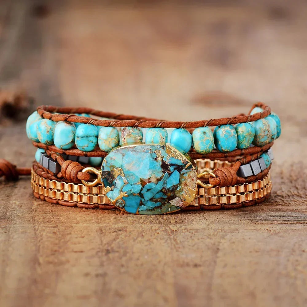 Turquoise and Howlite Wrap Bracelet