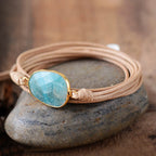 Pulseira de Enrolar em Amazonite em Dois Acabamentos
