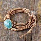 Pulseira de Enrolar em Amazonite em Dois Acabamentos