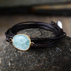 Pulseira de Enrolar em Amazonite em Dois Acabamentos