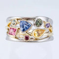 Colourful Zirconia Cluster Ring with Split Band
