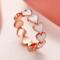 Vintage-Style White Heart Ring in Rose Gold Tone