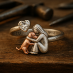 Adjustable 925 Sterling Silver Dog Ring with Heart Zirconia