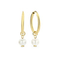 Gold-Tone Hoop Earrings with Small Pearl Drop