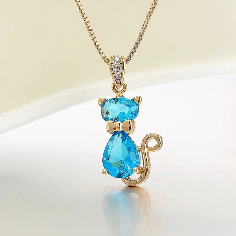 Ketting met kristallen kattenhanger
