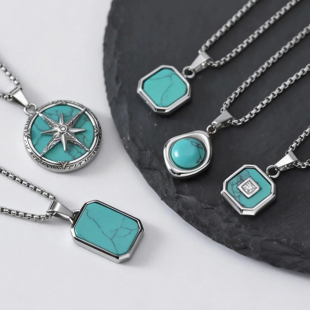 Kettingset met turquoise steenhanger