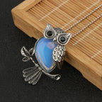 Crystal Owl Pendant Necklace in Many Stones