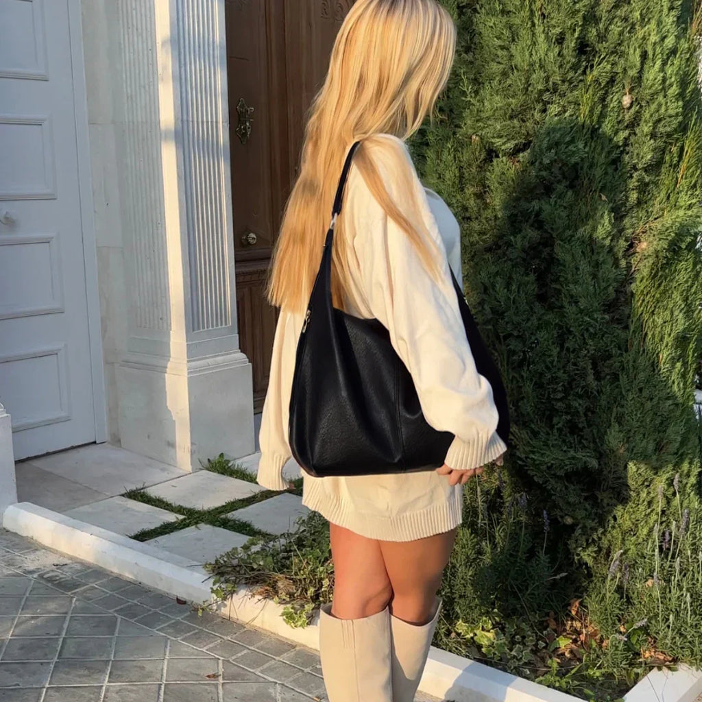 Minimalist Smooth Vegan Leather Hobo Bag