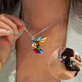 Colourful Hummingbird Pendant with Matching Earrings
