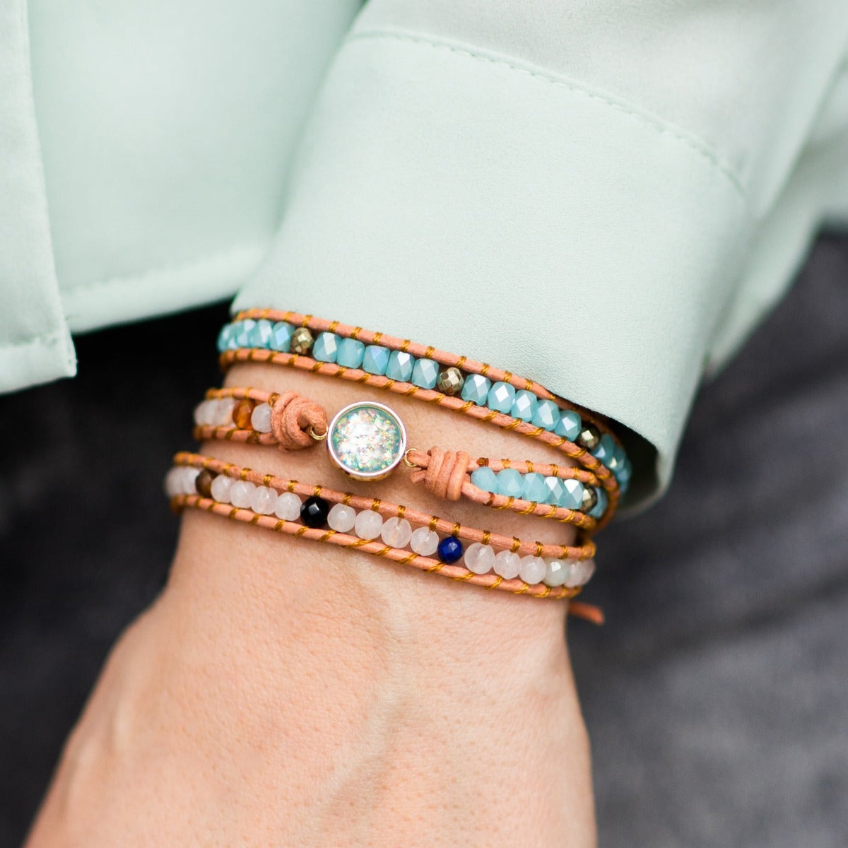 Wikkelarmband met opaallook