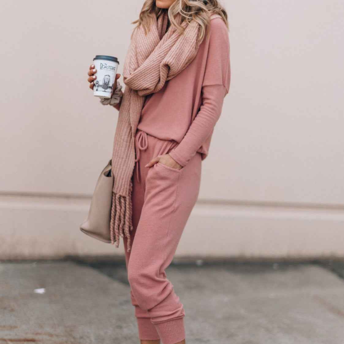Long Sleeve Top and Drawstring Jogger Loungewear Set