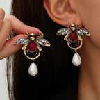 Vintage-Style Bee Drop Earrings