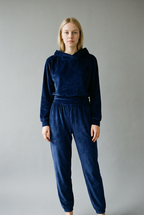 Corduroy-Look Hooded Top and Wide-Leg Trouser Two-Piece