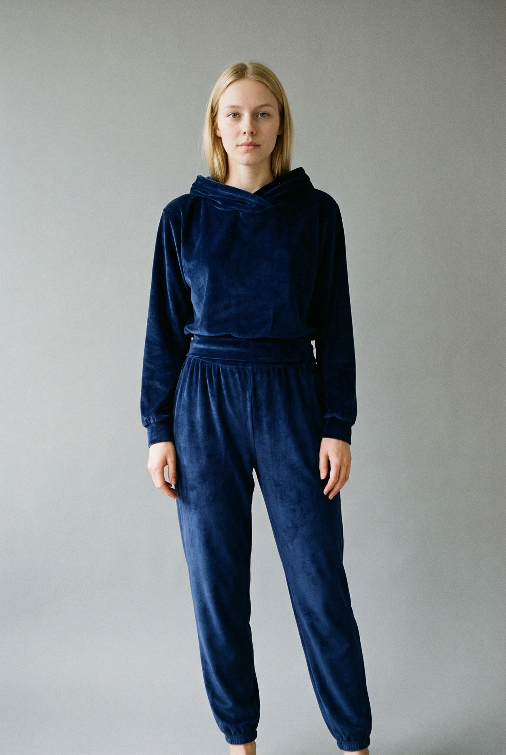 Corduroy-Look Hooded Top and Wide-Leg Trouser Two-Piece