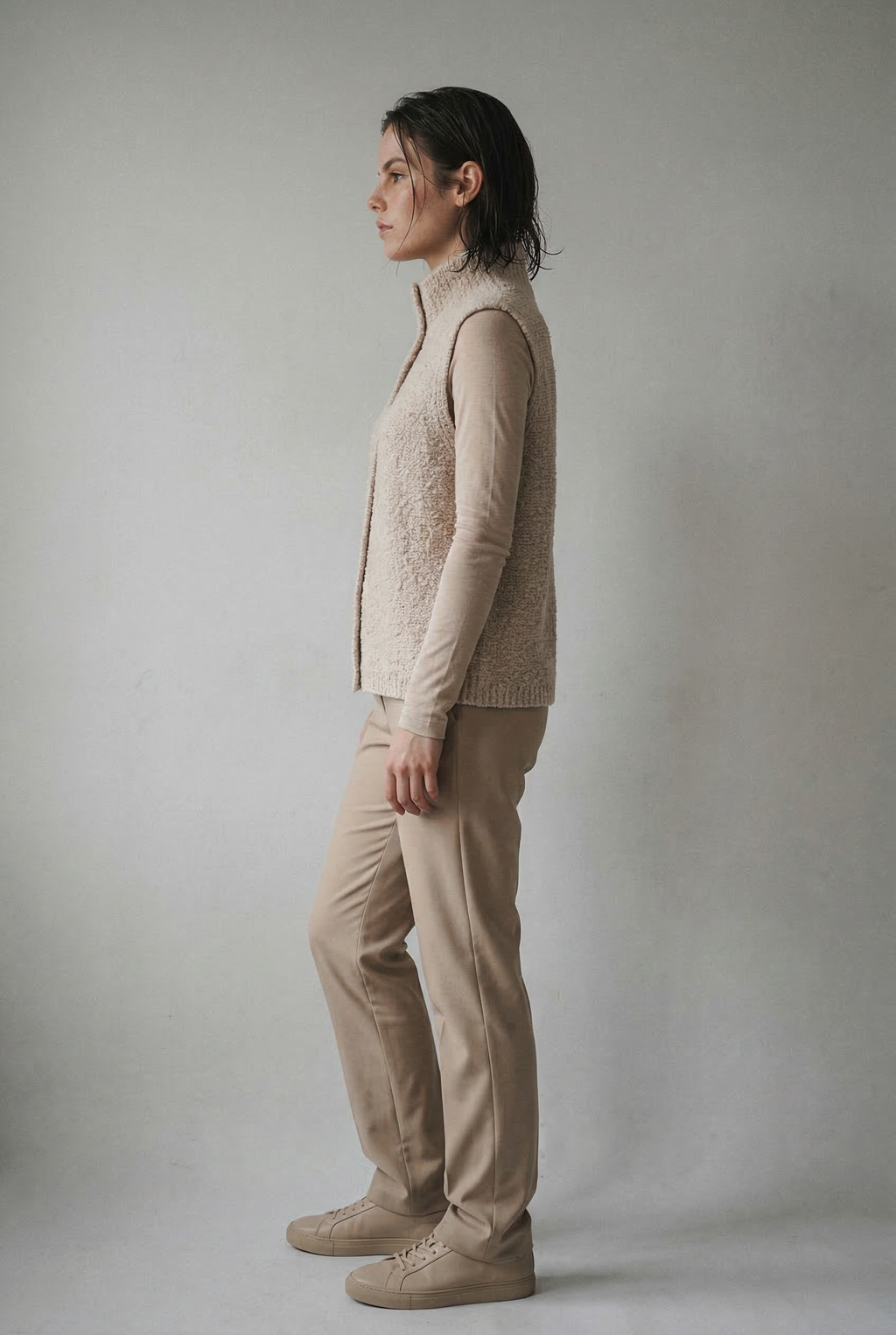 Sleeveless Knit Cardigan with Button Front and Textured Stitch